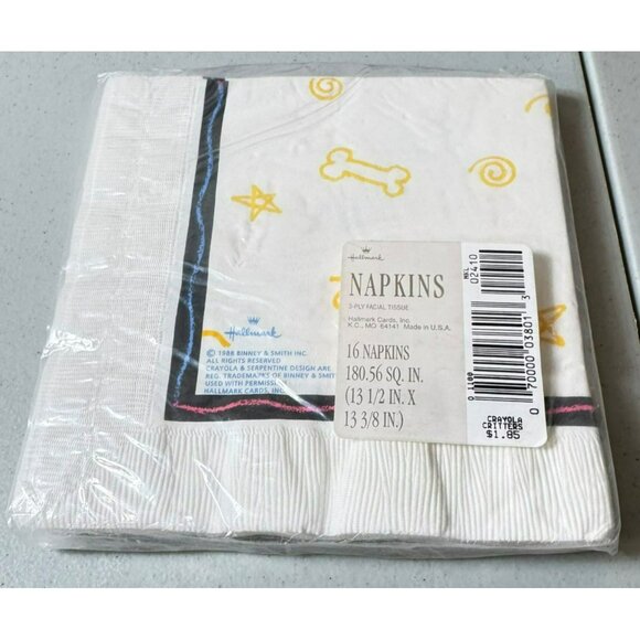 1988 Crayola Critters Dog Napkins By Hallmark 16 Count 13.5 In X 13.375 In - Picture 3 of 8
